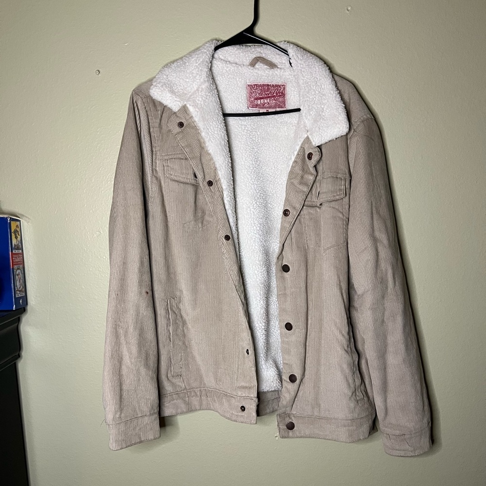 Corduroy button up fleece jacket